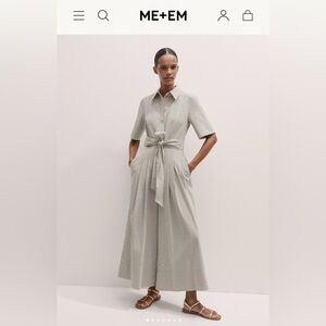 ME+EM Seersucker Stripe Cropped Jumpsuit + Belt